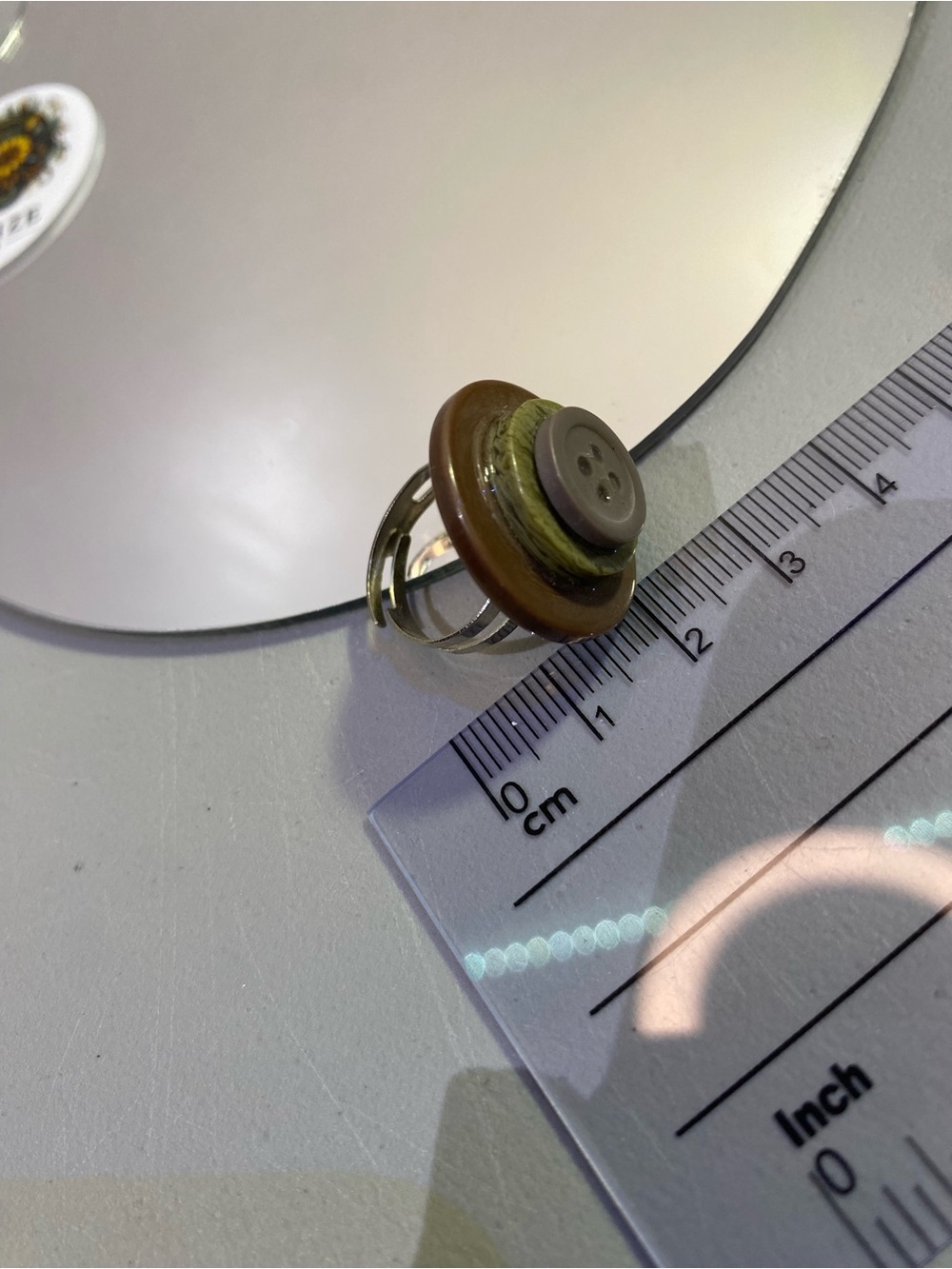 Stacked Button Clip-On Earrings in Olive Green & Brown Handmade